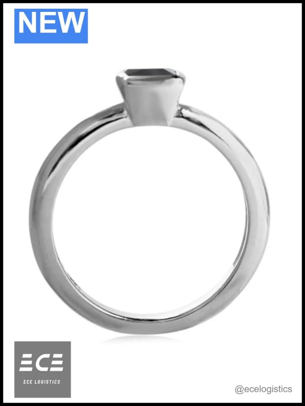 Cushion Cut Black Onyx Bezel Set Solitaire Ring White Gold Plated Sterling